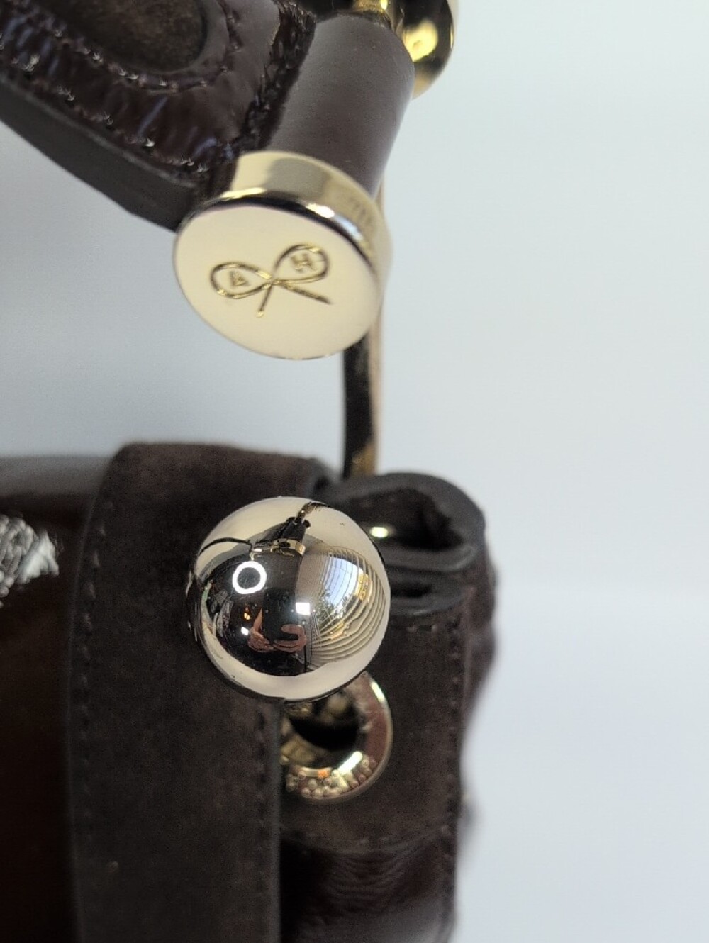 Anya Hindmarch Dark Brown Patent Leather And Suede Shoulder Bag - Picture 6 of 16